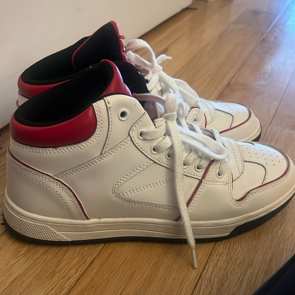 Zara white and red high top shoes
